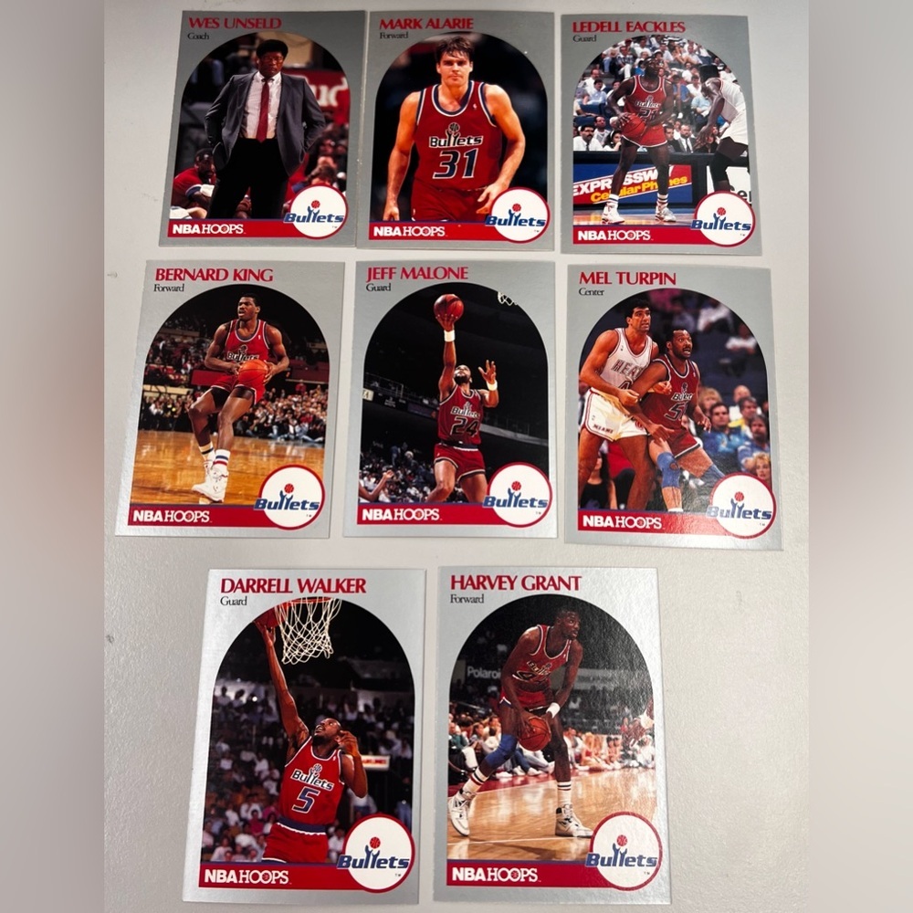 Vintage NBA Hoops Washington Bullets Player Lot 1990-91 Basketball Cards